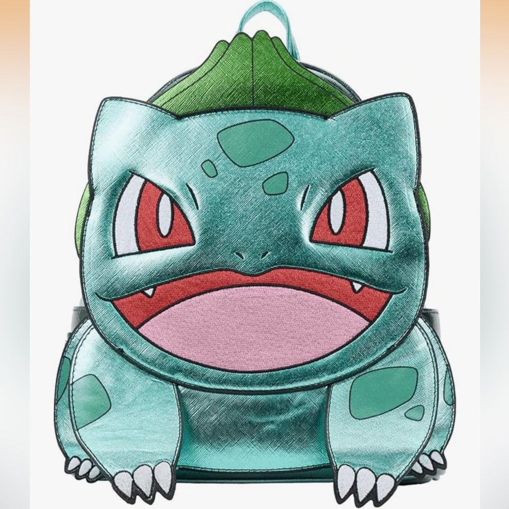 Loungefly Pokemon Metallic Bulbasaur Womens Double Strap Shoulder Bag Purse NEW